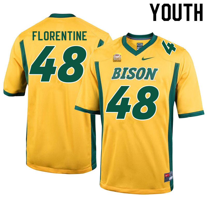 Youth #48 Mike Florentine North Dakota State Bison College Football Jerseys Sale-Yellow - Click Image to Close